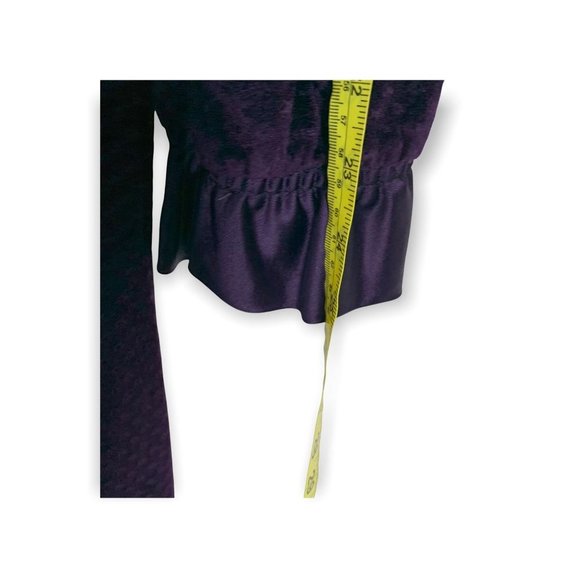 Vintage 80s Purple Satin Textured Velvet Long Robe Small - Picture 8 of 12
